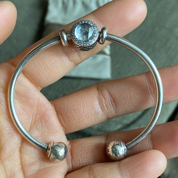 Authentic Pandora Bracelet Bangle Charm & Stoppers - Picture 4 of 13